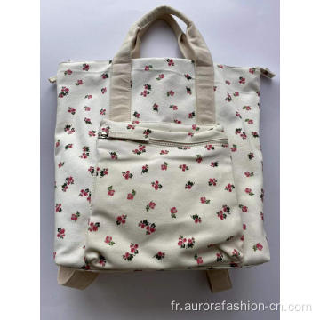 Sacs à dos mignons Girly blanc et rose à motif fleuri